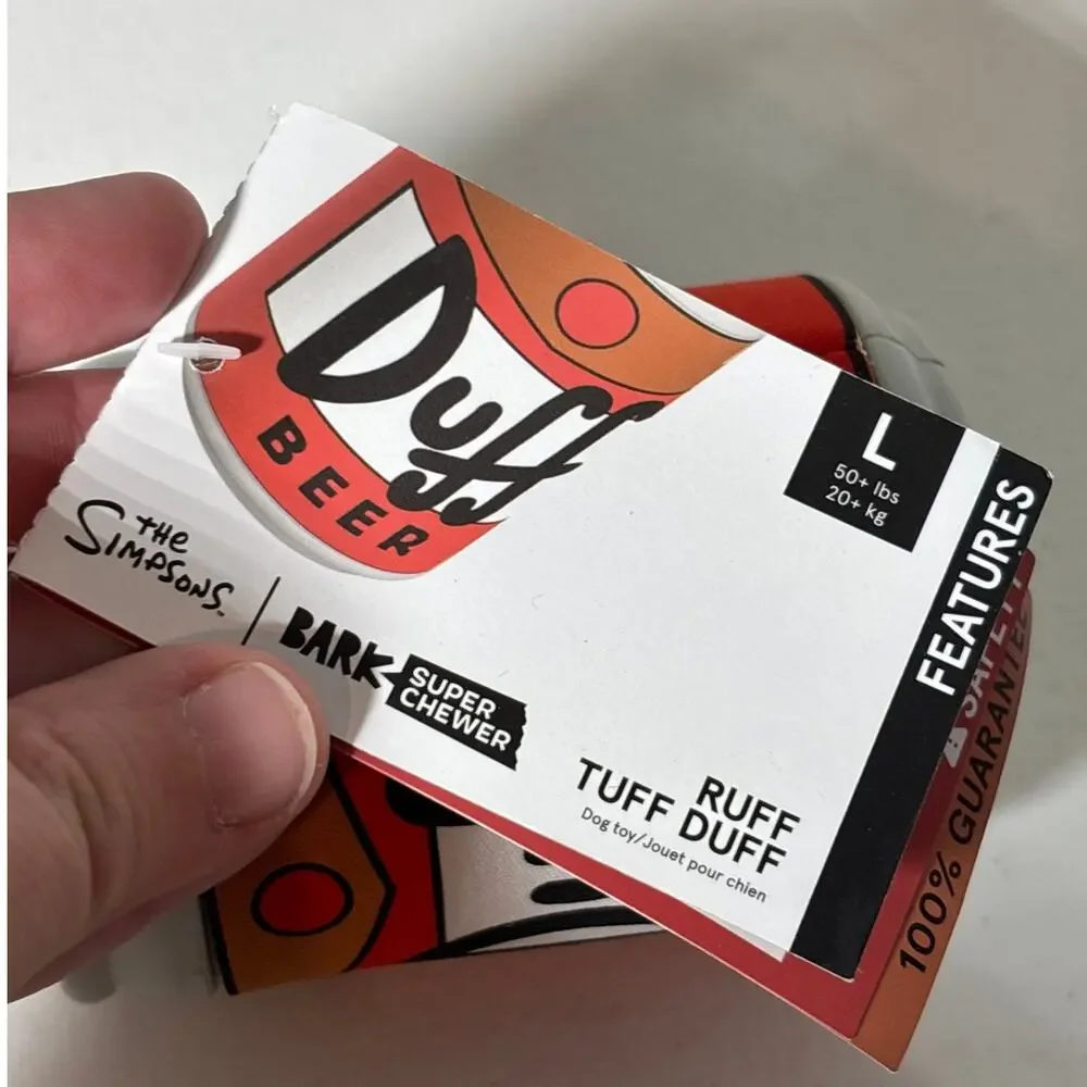 Bark Box The Simpsons Ruff Tuff Duff Beer Can Super Chewer Toy - Large Dogs NEW